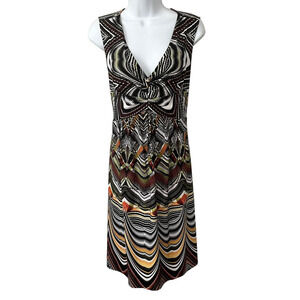 CHICO’S Size 2 Women’s L Shift Dress V-Neck Stretch Empire Waist Pleat Detail